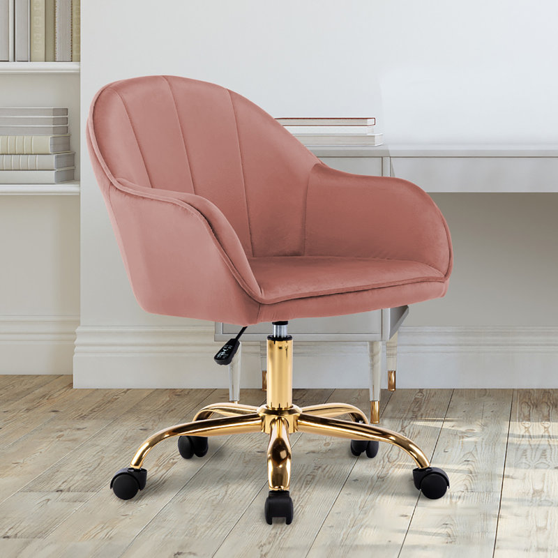 Kelly Clarkson Home Aurora Velvet Office Chair with Gold Chrome Base Reviews Wayfair